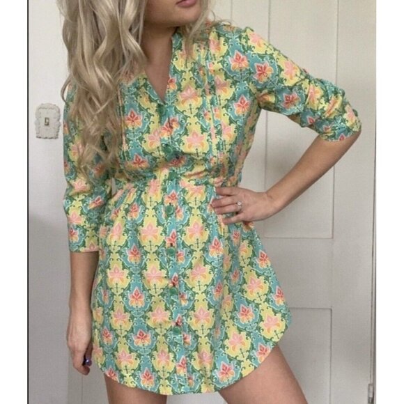 Matilda Jane Sz S Womens Button Down Shirt Mini Dress Tunic Top Floral Print - Picture 4 of 13